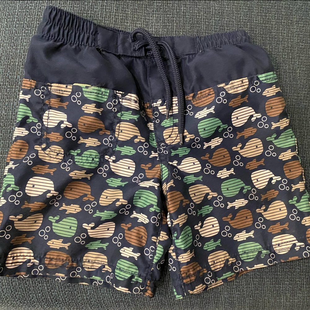 Cute whale swim trunks, 12-18 months, excellent condition